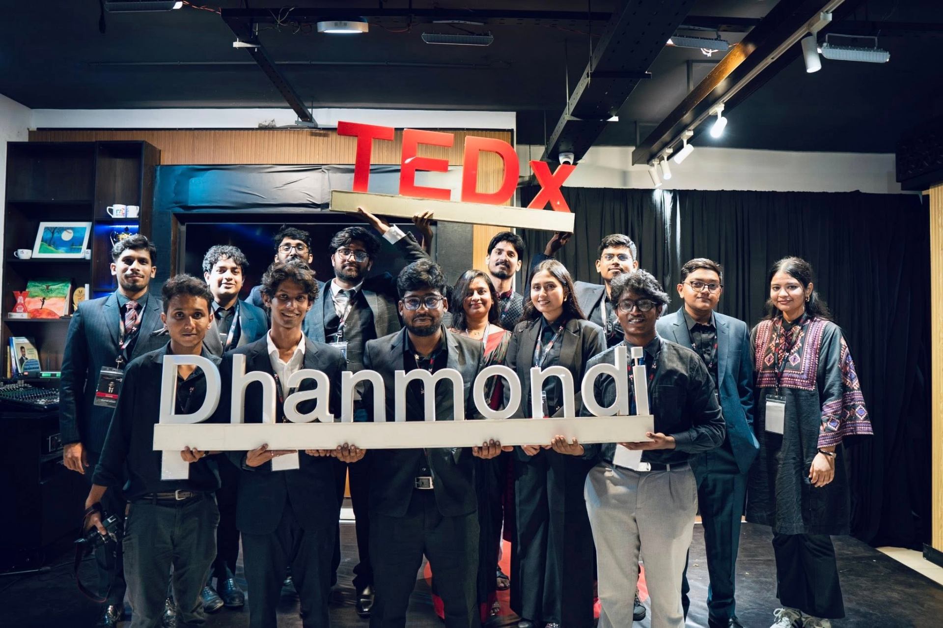 TEDxDhanmondi Youth Quake 1.0 organizing team on stage